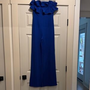 Chic Royal Blue Ruffle Jumpsuit